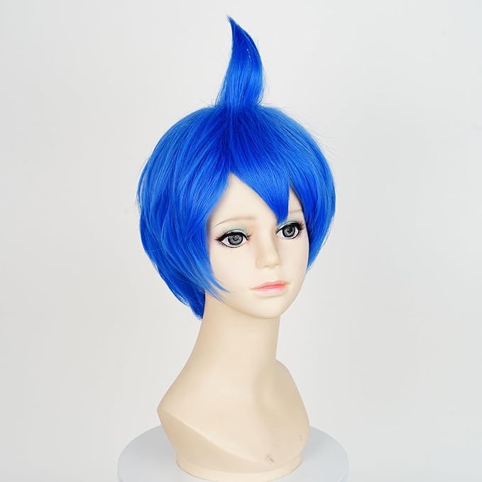 Probeauty Short Blue Wig for Kids Child Layered Anime Costume Wig for Halloween Cosplay Party