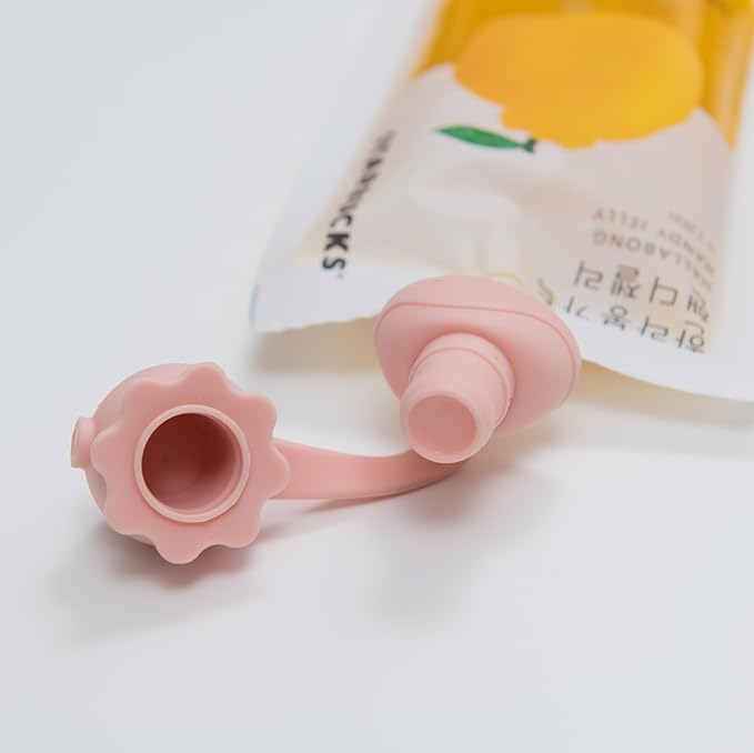 Octopus | Blue, Pink | SoftSip Food Pouch Toppper | 2EA + Travel Case | Prevent Spills & Leakage | Protect Child Baby Toddler Mouth | Food Grade Silicone Reusable | Baby Led Weaning | BPA Free