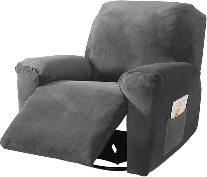 NORTHERN BROTHERS Stretchy Recliner Chair Covers, Velvet Recliner Covers, Lazy Boy Chair Cover, Light Grey