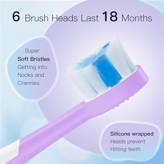 Kids Electric Toothbrushes Sonic Rechargeable Tooth Brush Gifts for Boys and Girls Smart Timer Power Toothbrush - Blue 3 4 5 6 7 8 9 10 11 12 (Purple)