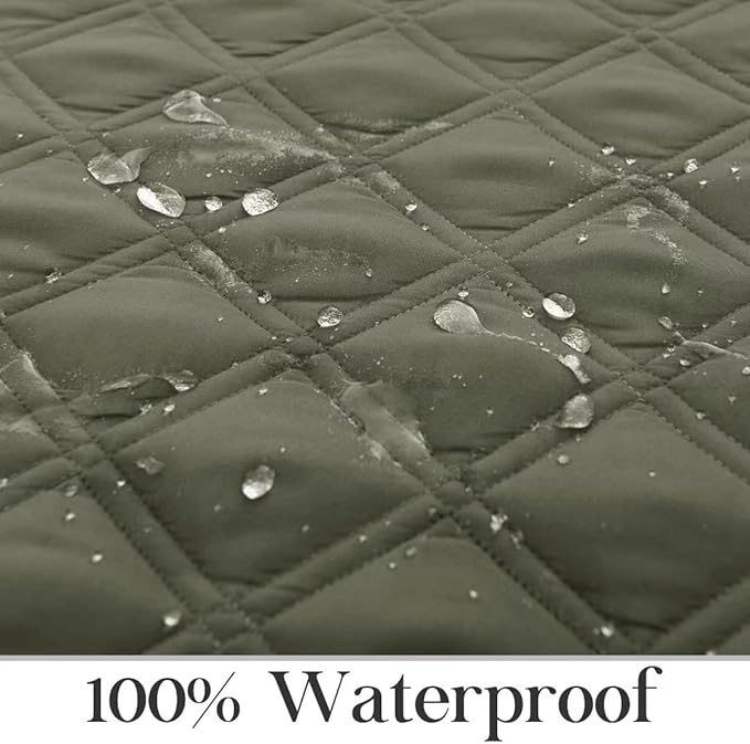 TOMORO Non-Slip Oversized Recliner Cover, 100% Waterproof Quilted Recliner Chair Slipcover Furniture Protector with Pockets, Washable Couch Cover with Elastic Straps for Kids and Pets