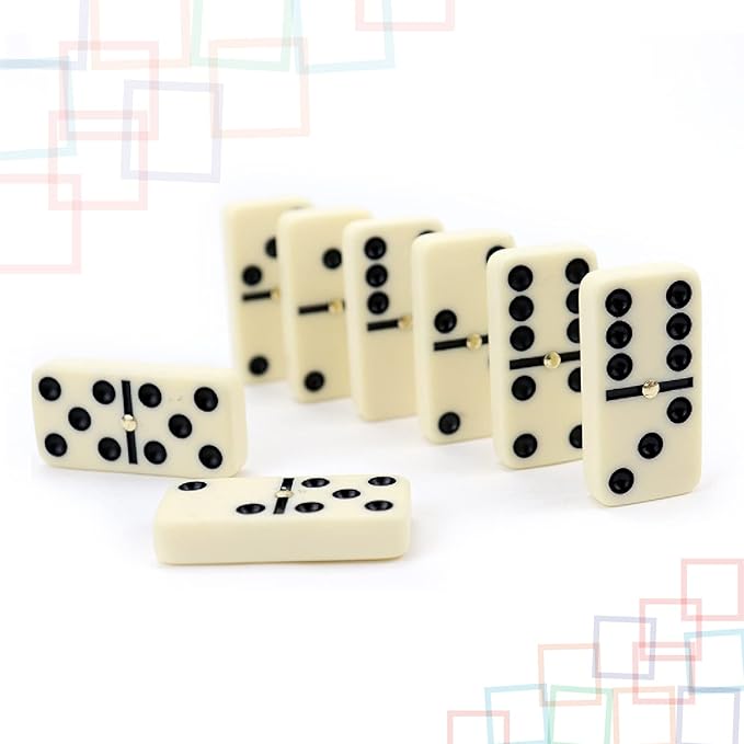 Premium Double 6 Dominoes Set, Classic Domino Game with Vinyl Case, Jumbo Tiles for Adults & Kids, Mexican Train & Family Game Night
