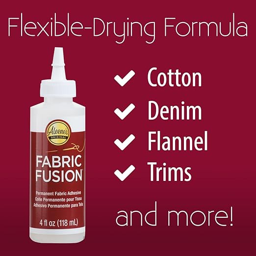 Aleene's Fusion Fabric Adhesive 2 fl oz 3-Pack, Washable Fabric Glue for Clothes, Denim, Leather, Patches, Polyester, Cotton, Fabrics, Dries Flexible