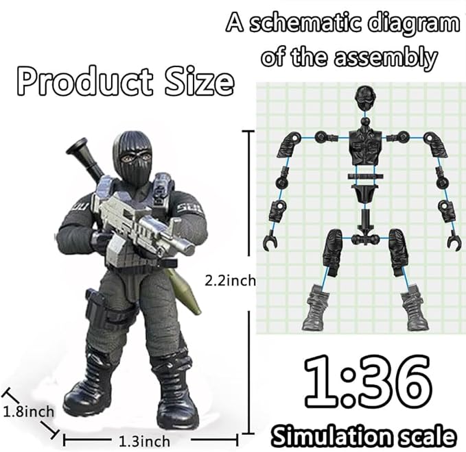 8 PCS Building Block City Policeman Action Mini-Figures with Multiple Military Weapons Accessories SWAT Model Equipment Assembly Building Toys Party Favors Gift for Boys