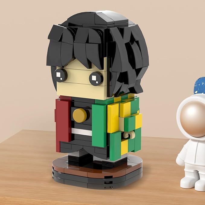MOOXI-MOC Anime Brick Mini Headz Tomioka Giyuu Building Set,Creative Cute Building Blocks Children Kits,Gifts for Kids(192pcs)