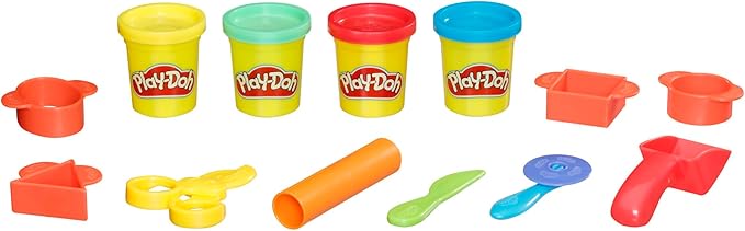 Play-Doh Starter Set 9-Piece Kit with Storage Tote & 4 Modeling Compound Cans, Arts and Crafts Toys for Kids 3 Years & Up, Preschool Toys