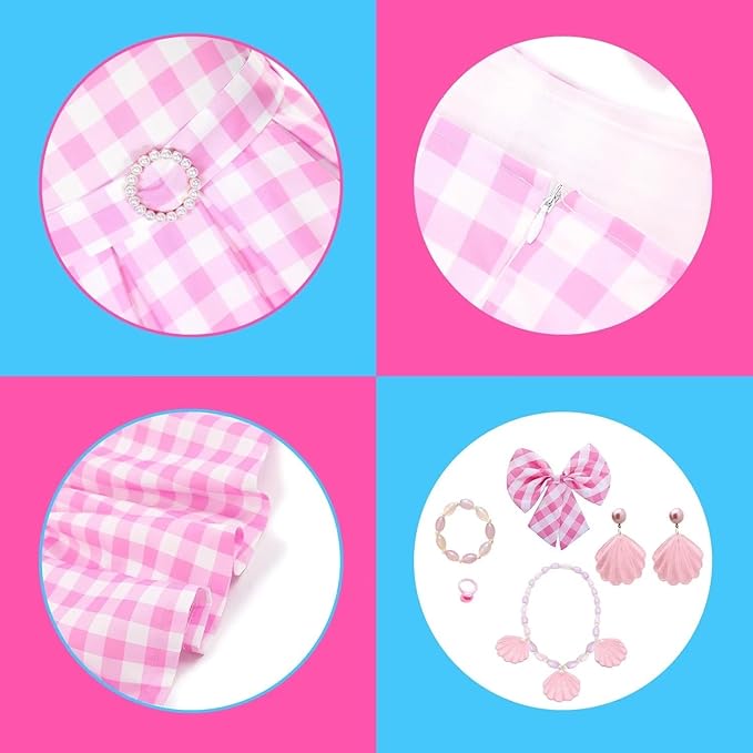 Pink Costume for Girls - Princess Dress with Accessories - Fancy Dress Up Clothes for Halloween, Carnival, Christmas