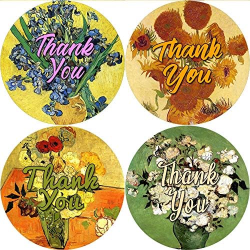 Creanoso Thank You Stickers (10-Sheet) - Sixteen Assorted Round Shape Design Van Gogh Thank You Stickers - Gift Tokens for Family, Friends, Relatives - Great Party Favors