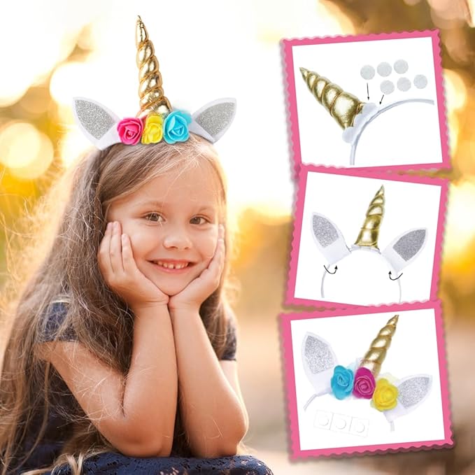 Unicorn Painting Kit for Girls - STEM Certified Unicorn Craft for Girls ages 4-6 & up- Paint Your Own Unicorn Arts and Crafts includes 2 DIY Headbands & 8 Kids Painting Crafts for Fun Screen-Free Play