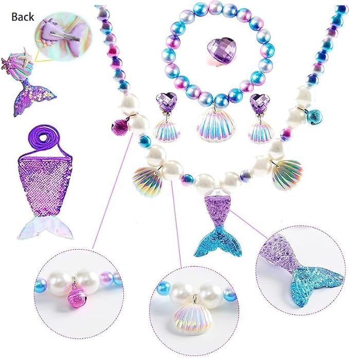 Little Girls Princess Mermaid Costume for Girls Dress Up with Accessory for Christmas Birthday Party Supplies