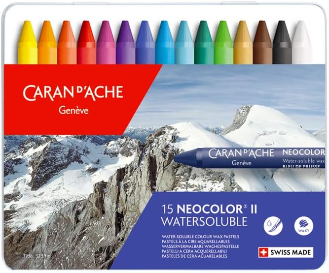 Caran d'Ache Classic Neocolor II Water-Soluble Pastels, 15 Colors