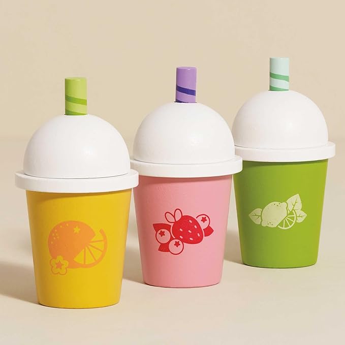 Le Toy Van - Childrens Wooden Honeybake Smoothie Cup & Juice - Set of 3 - Pretend Toy - Role Play Toy - Wooden Food for Kids - Kids Kitchen & Food Toys - Toys for 2 Year Olds +