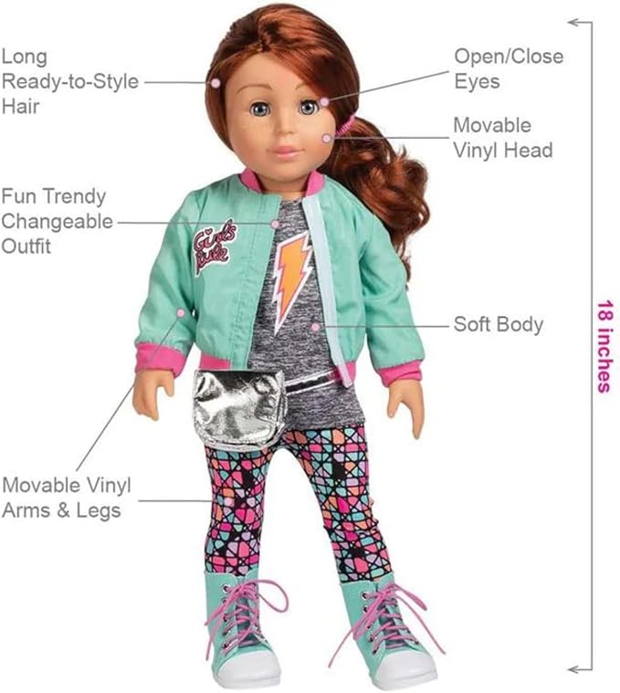 Adora Amazon Exclusive Amazing Girls Collection, 18” Realistic Doll with Changeable Outfit and Movable Soft Body, Birthday Gift for Kids and Toddlers Ages 6+ - Sam
