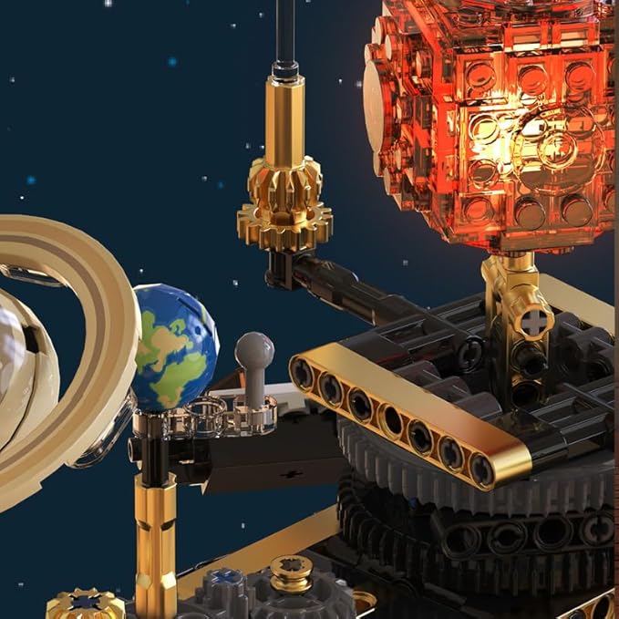 Electric Solar System Planetary Instrument Building Blocks,Space Exploration Series with LED,Rotatable Educational Toys for Science Experiments(1098 Pcs)