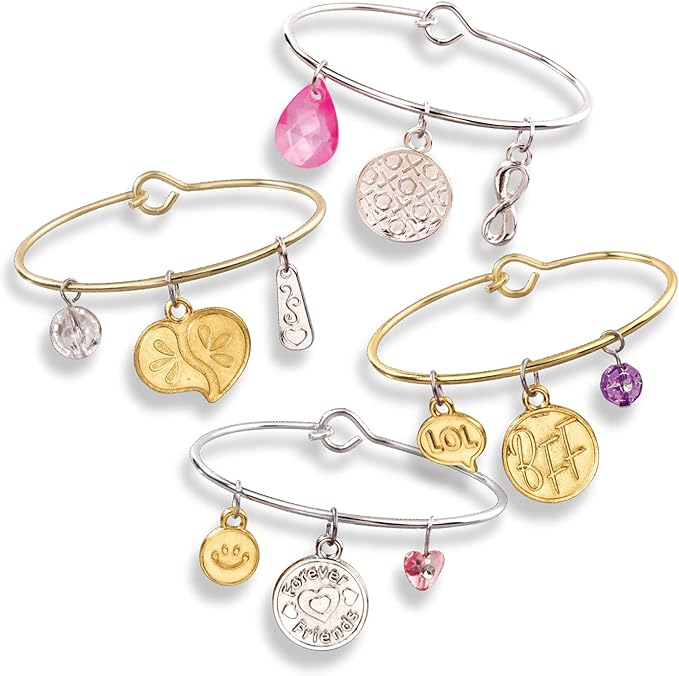 Cra-Z-Art Shimmer 'N Sparkle Friendship Charm Bracelets, Trendy Bangle Bracelets, BFF Bracelet Set for Ages 6 and Up