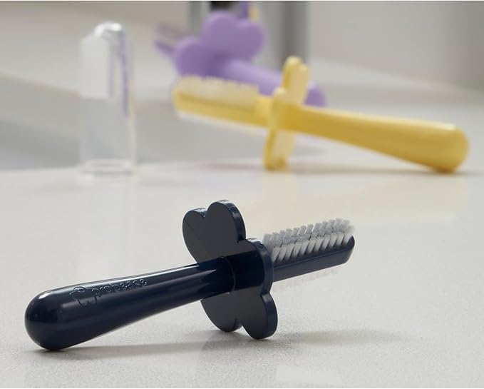 Grabease Baby Toothbrush Double Sided - Training Finger Toothbrush for Toddler Infant, BPA-Free & Phthalate-Free for Baby & Toddler, 1 Pack, Yelow