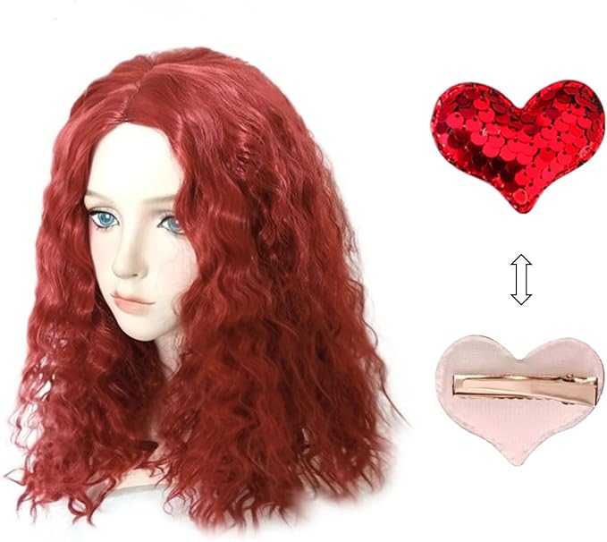7 Pcs Rise Princess Red Costume for Girls Red Party Dress Outfit Set with Wig