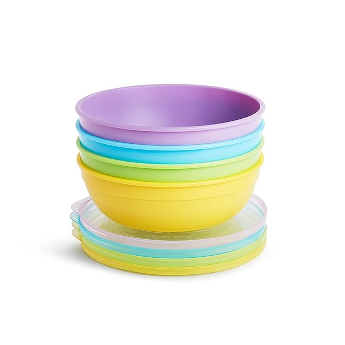 Munchkin® Love-a-Bowls™ 10 Piece Baby Feeding Set, Includes Bowls with Lids and Spoons, Multicolor