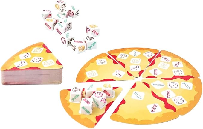 University Games, Pizza Party Dice Game, Dice Game for Kids and Families, Ages 6+ (5 count)