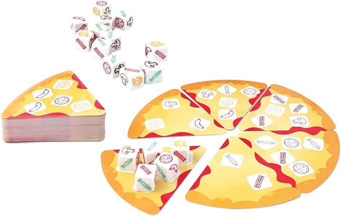 University Games, Pizza Party Dice Game, Dice Game for Kids and Families, Ages 6+ (5 count)