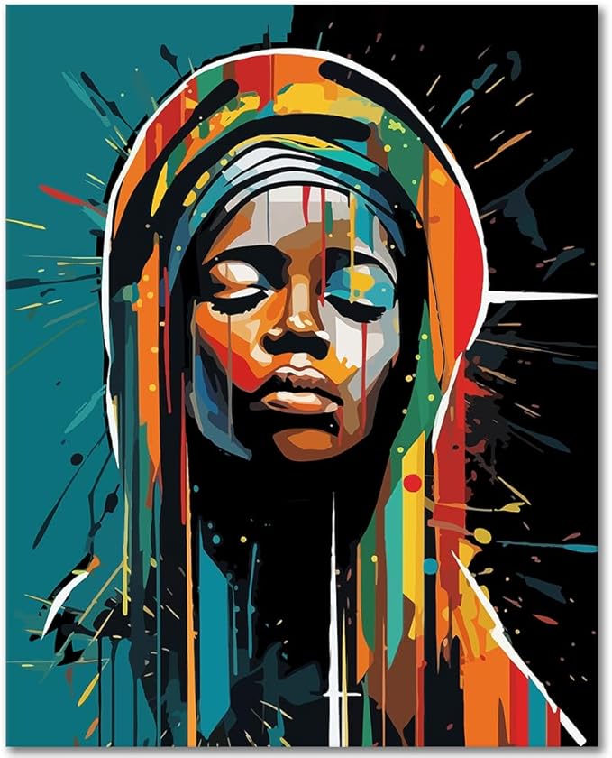 Rebotipy Paint by Numbers Kit for Adults, Virgin Mary Paint by Numbers, Urban Street Art Style Adult Paint by Numbers Kits on Canvas, 16X20 Inch Sunset Paint by Numbers for Adults Beginner Kids