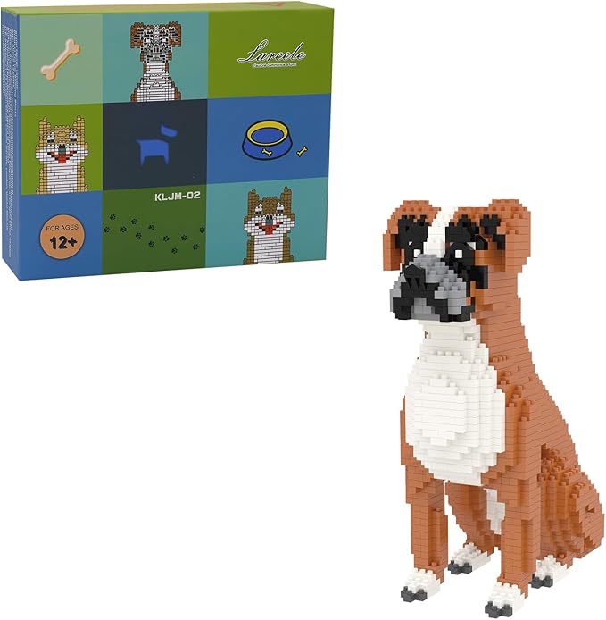 Larcele Micro Dog Building Blocks Mini Pet Building Toy Bricks, 1061 Pieces KLJM-02(Boxer)