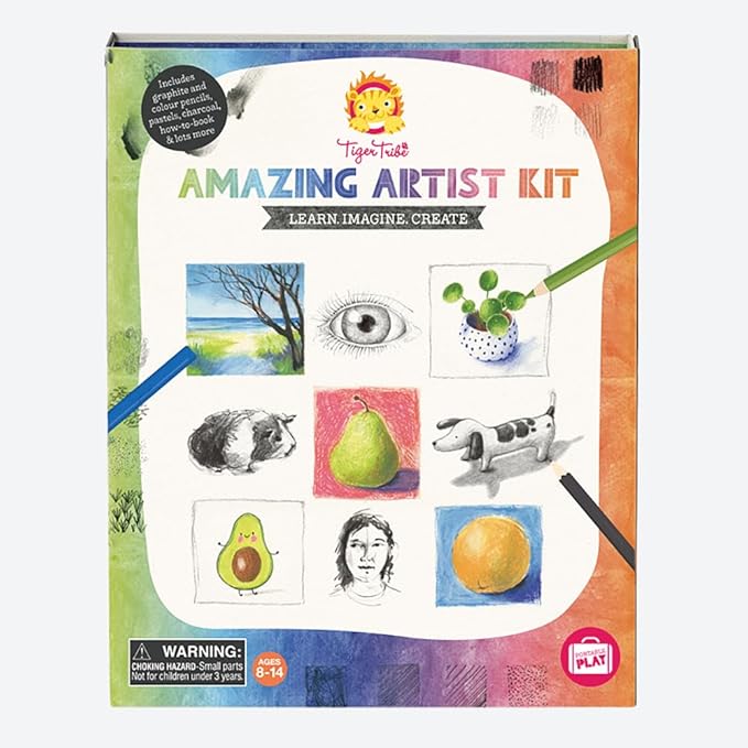 Tiger Tribe: Amazing Artist Kit - All-in-1 Set, Instruction Book, Supplies, Graphite & Colored Pencils, Paper, Erasers & More! Kids & Tweens Ages 8+