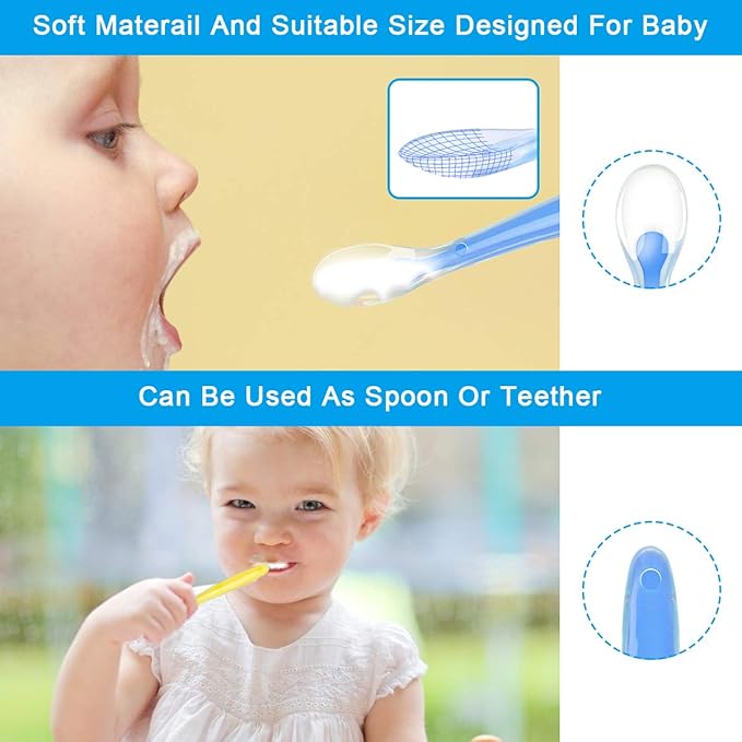 Vicloon Baby Silicone Spoons, Silicone Soft Baby Feeding Spoon Set 5 PCS, First Stage Toddler Spoons Training Spoon for Baby 4 Months, Baby Utensils Gum-Friendly BPA Free for Microwave and Dishwasher