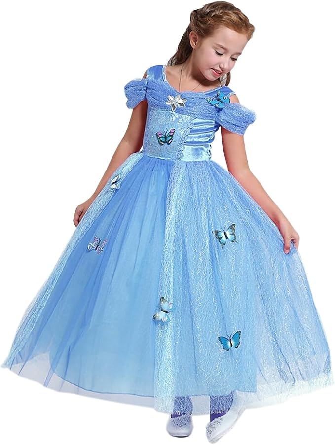 Dressy Daisy Girls' Princess Dress Costume Christmas Halloween Fancy Dresses Up Butterfly Size 3T Blue