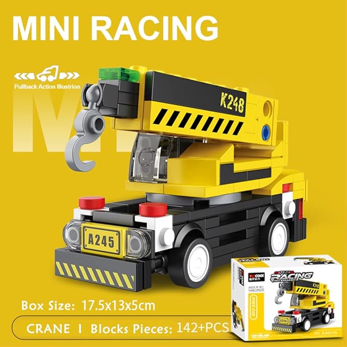 Engineering Cars Building Brick Sets, 3D Assembly Cars for Boys, Pull Back Car Building Blocks, Building Block Car Toys for Kids Age 6 7 8 9 10, 530 Pieces