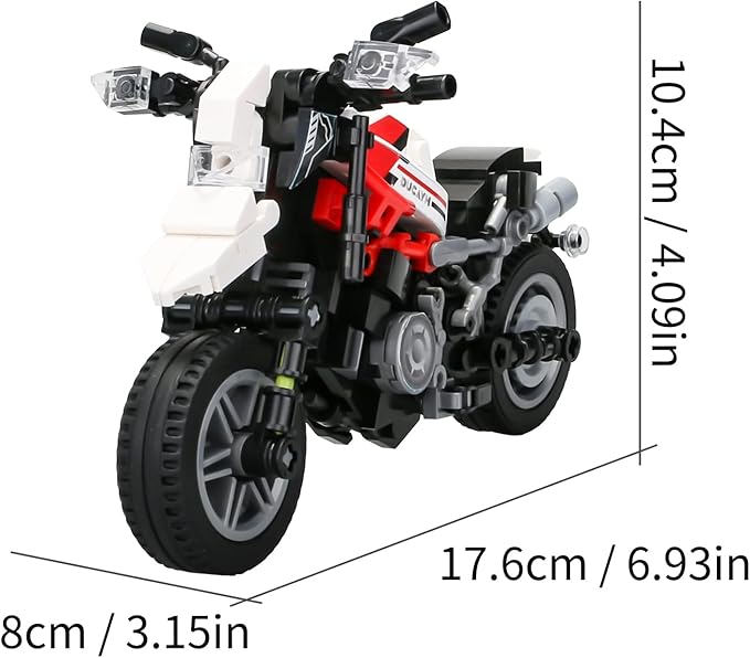 Motorcycle Building Blocks for Boys, 88012 Collectible Motorcycle Display Models Off-Road Motorbike Building Toy 303Pcs,Birthday for Age 6+ Boys, Compatible with Classical Brand Set