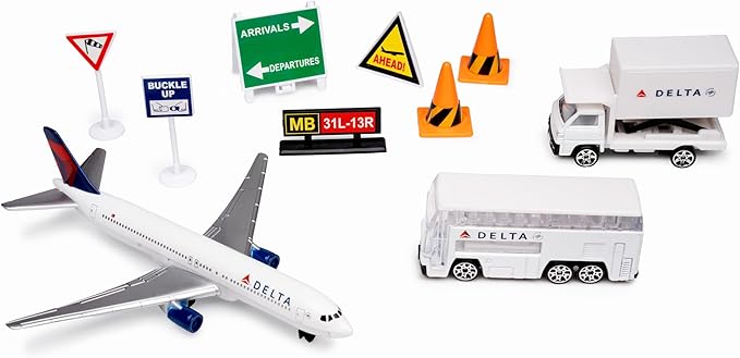 Daron Delta Airlines 12 Piece Playset (Color of the content may Vary)