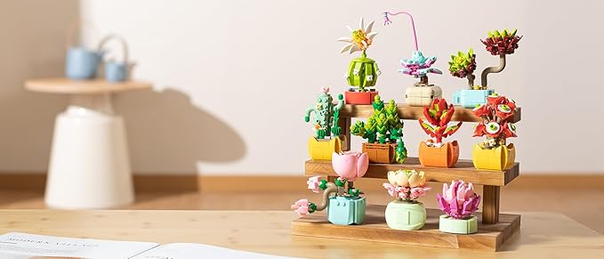 Sawaruita 10 Pack Tiny Plants Succulent Flower Bonsai Building Set -Succulent Botanical Building Toys for Adult -Gifts for Mother's Day, Valentine's Day