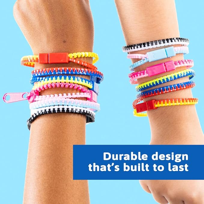 Zip-Zip Hooray Fidget Bracelets for Kids, Multi-Colored Sensory Toys, Perfect for Kid's Party Favors, 24-Count