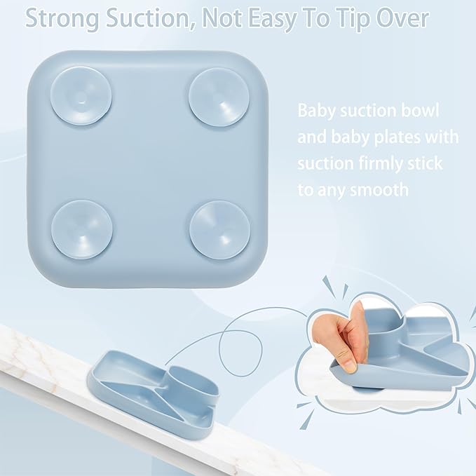 Silicone Baby Feeding Set, Baby Led Weaning Supplies, Silicone Suction Plate, Bowl, Spoons, Fork, Waterproof Bib, Cup and Food Tableware, Eating Utensils Baby Feeding Essentials for 3+ Months