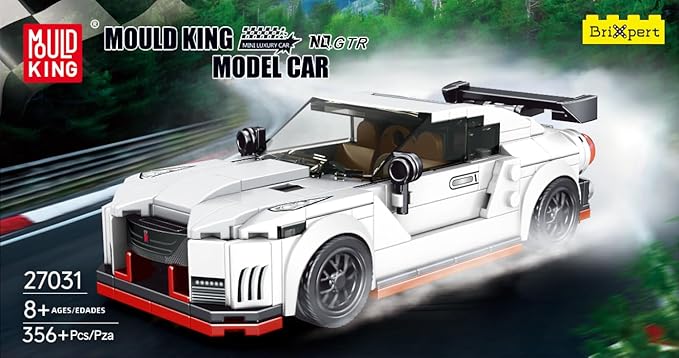 Mould King Speed Champion Nissan GTR Car Models Building Toys with Display Case, 27031 Model Car Kits Building Blocks, Race Car Building Sets, JDM Car Building Kits for Adults Kids 8+(356PCS)