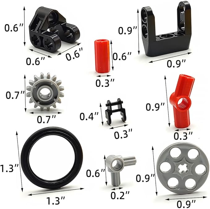 DSPITWOD Technical Gears Axle Pin Connectors - Gear Chain Connectors Technical Parts Set STEM Building Brick Toy Gift for Kids 8 10 12 Years