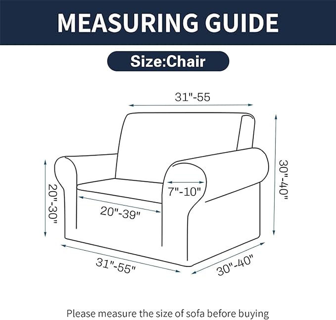 2025 New Stretch Chair Sofa Slipcovers Couch Cover for 1 Seater Furniture Protector Sofa Covers with Elastic Bottom Jacquard Fabric Small Checks for Pets, Kids - Classic Blue