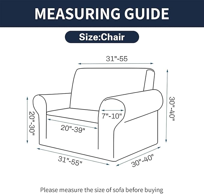 2025 New Stretch Chair Sofa Slipcovers Couch Cover for 1 Seater Furniture Protector Sofa Covers with Elastic Bottom Jacquard Fabric Small Checks for Pets, Kids - Grey