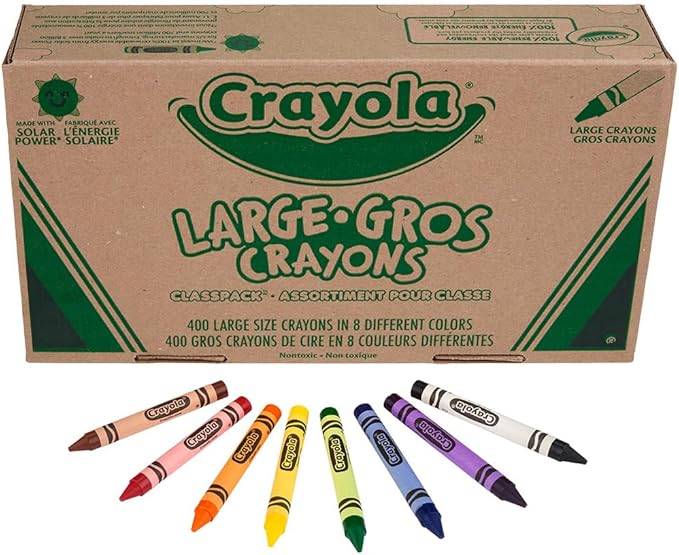 Crayola Crayon Classpack - 400ct (8 Colors), Large Crayons for Kids, Bulk School Supplies, Teacher Classroom Must Have, 3+