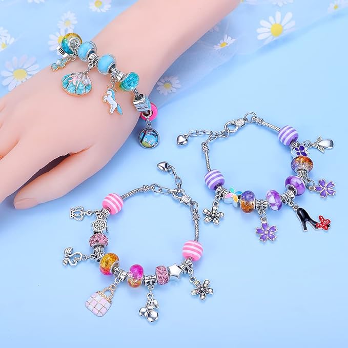 VICTLOV Charm Bracelet Making Kit, DIY Craft for Girls, Unicorn/Mermaid Crafts Gifts Set for Arts and Crafts for Girls Teens Ages 5-12