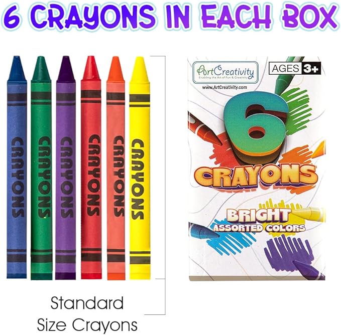 ArtCreativity Crayons Bulk Set - 150 Crayon Packs - 6 Crayons in Each Pack - 900 Total - Crayons for Kids in Red, Orange, Yellow, Green, Blue, Purple - Bulk Crayons for Classroom and Party Favors
