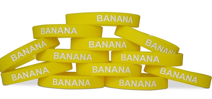 Novel Merk Banana Yellow Party Favor & School Carnival Prize Silicone Rubber Band Wristband Bracelet (12 pieces)