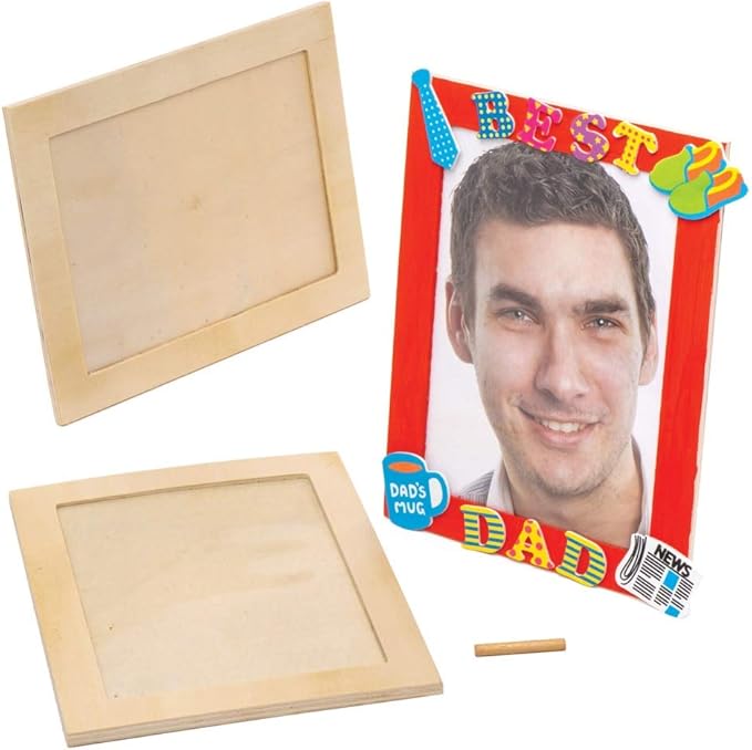 Baker Ross AW724 Large Wooden Photo Frames - Pack of 4, Creative Art and Craft Supplies for Kids to Make and Decorate