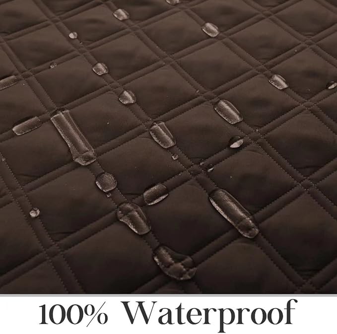 TOMORO Non-Slip Oversized Recliner Cover, 100% Waterproof Quilted Recliner Chair Slipcover Furniture Protector with Pockets, Washable Couch Cover with Elastic Straps for Kids and Pets