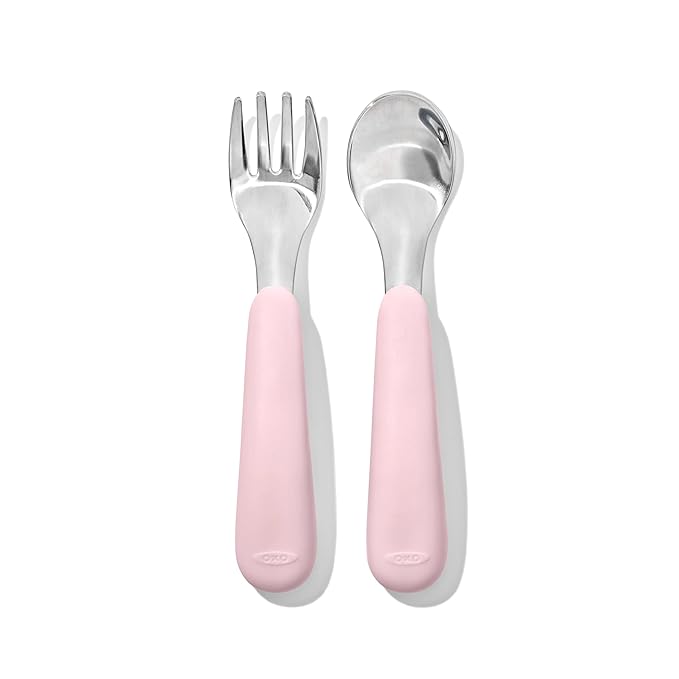 OXO Tot On-The-Go Fork and Spoon Set - Blossom