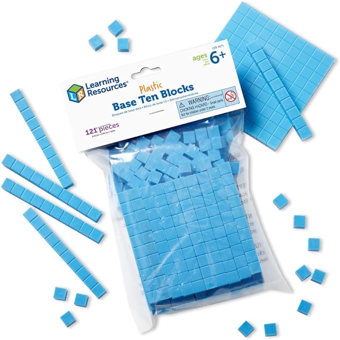 Learning Resources Base Ten Blocks Smart Pack, Early Childhood Math Skills, Ages 5+, Multicolor
