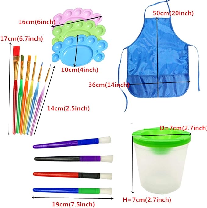 Painting Brushes 43PCS Kids All Purpose Paint Supplies Include Paint Cups with Lids Palette Tray Multi Sizes Paint Brush Set for Washable Paint Acrylic Paint Craft Art Paintbrush Sets