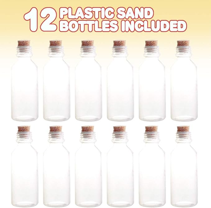 ArtCreativity Plastic Sand Art Bottles with Corks - Pack of 12-2oz Clear Containers for Sand Art, Message in a Bottle, Wedding Invitations, Fun Arts and Crafts Supplies for Kids - Sand not Included…