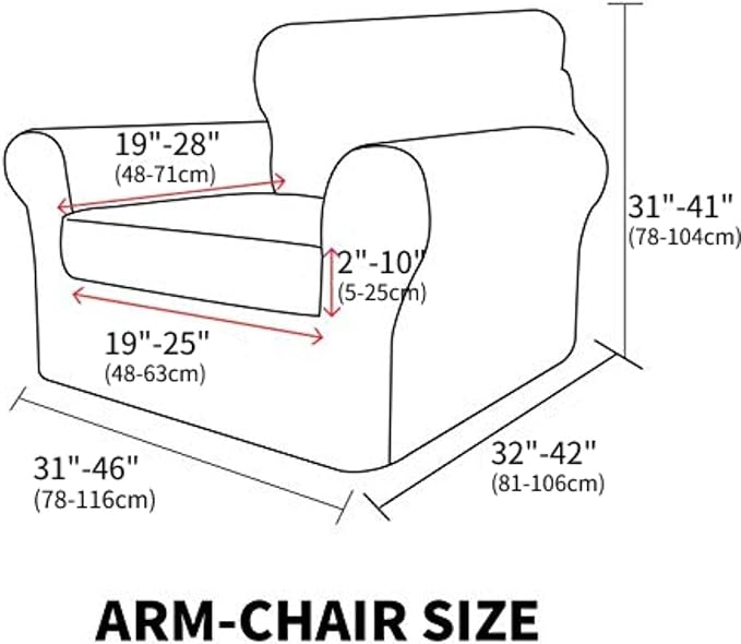 MAXIJIN 2 Piece Jacquard Chair Covers with Arms Super Stretch Non Slip Chair Slipcover for Living Room Dogs Pet Friendly Elastic Sofa Couch Protector Armchair Cover (Chair, Wine Red)